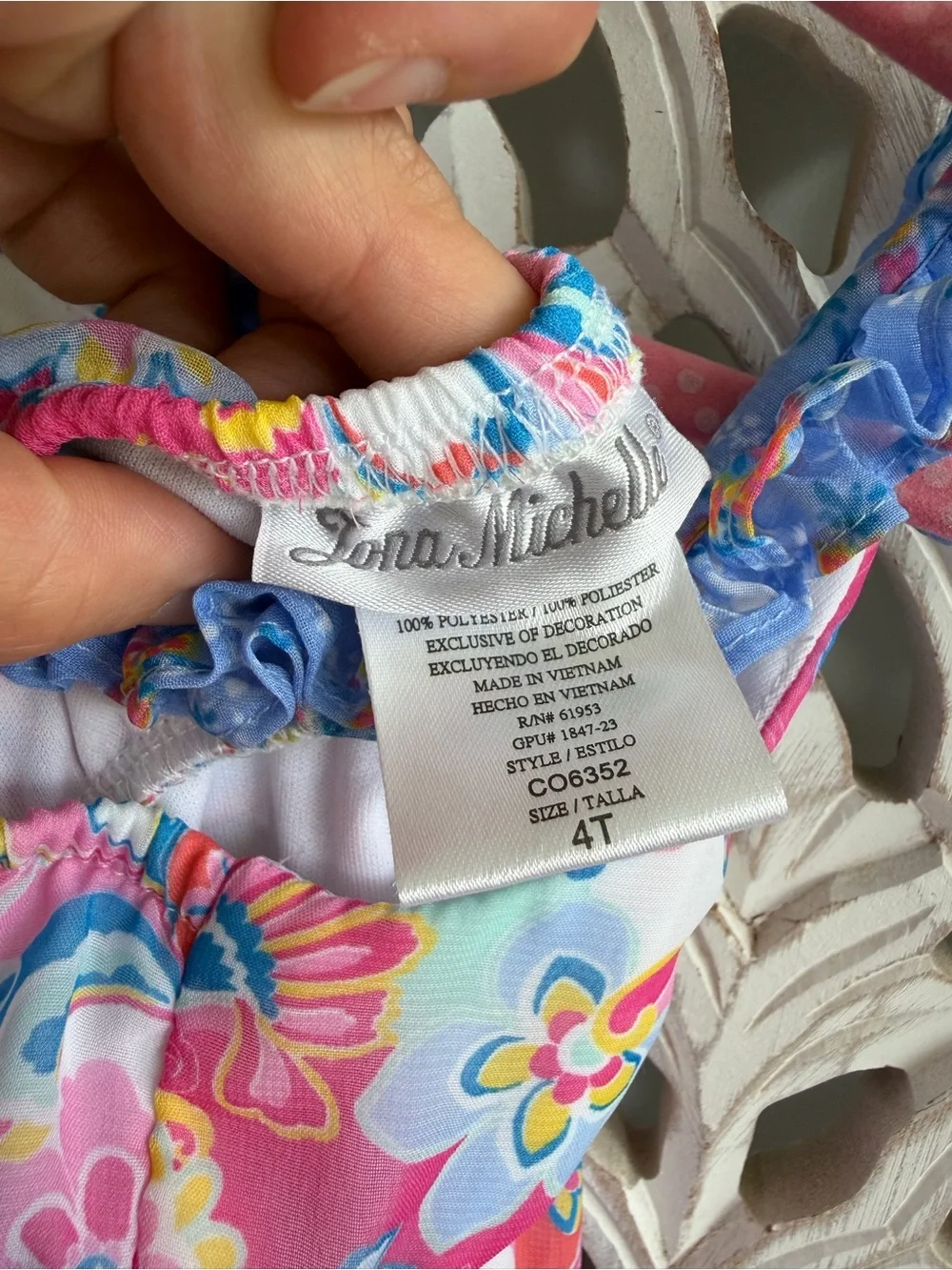 Jona Michelle Pink & Blue Floral Tiered Sundress, 4T